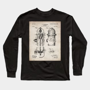 Fire Fighter Patent - Fire Hydrant Art - Antique Long Sleeve T-Shirt